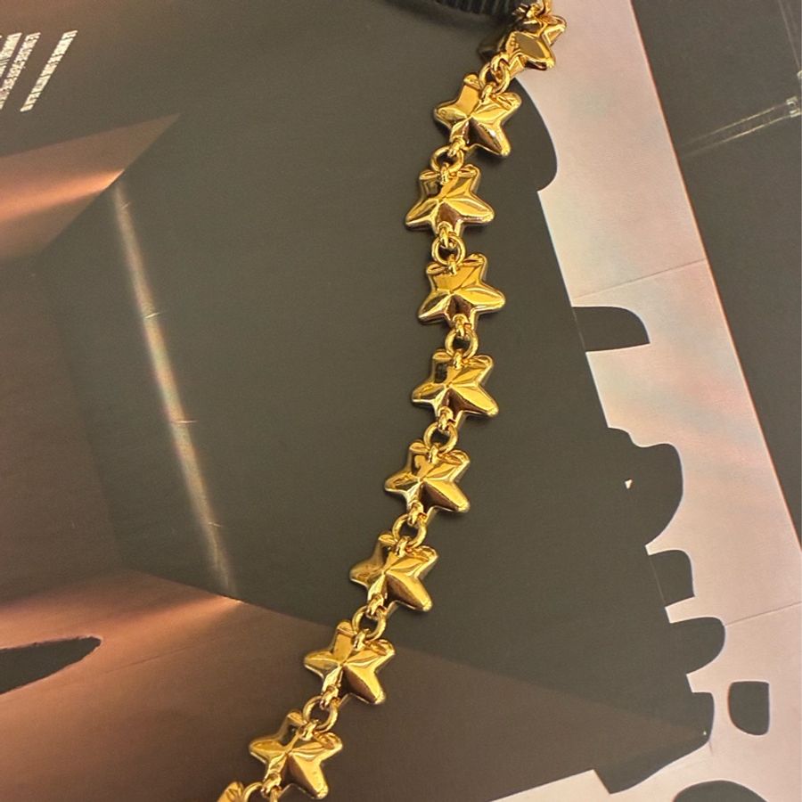 Gucci 金鑽星星字母logo黑織帶項鍊✨✨-12