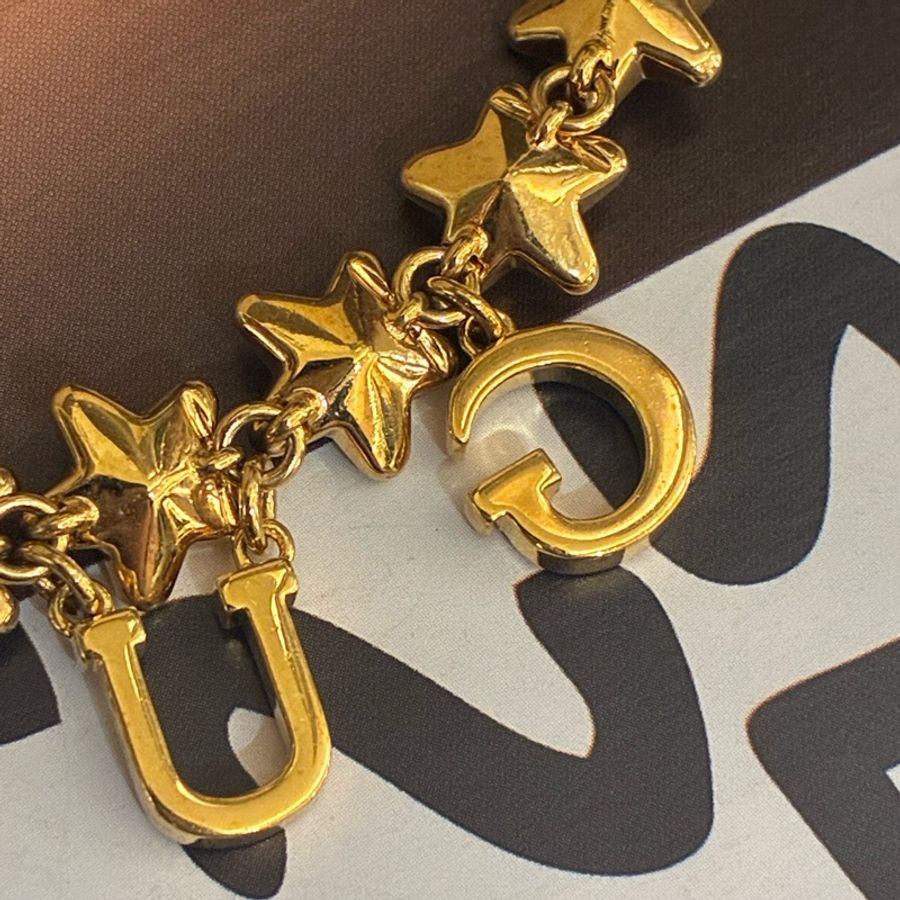 Gucci 金鑽星星字母logo黑織帶項鍊✨✨-16