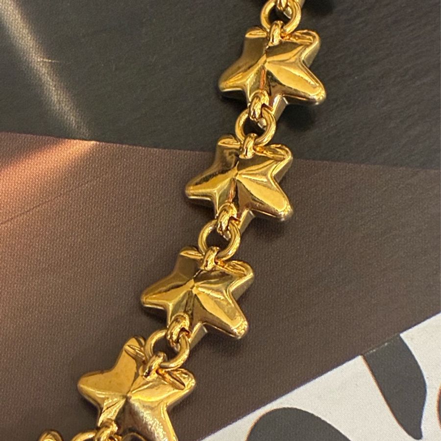 Gucci 金鑽星星字母logo黑織帶項鍊✨✨-17