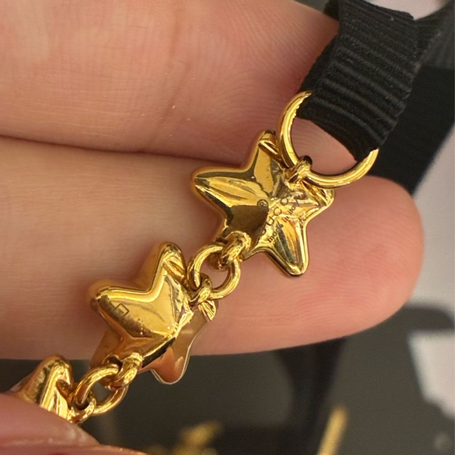 Gucci 金鑽星星字母logo黑織帶項鍊✨✨-21