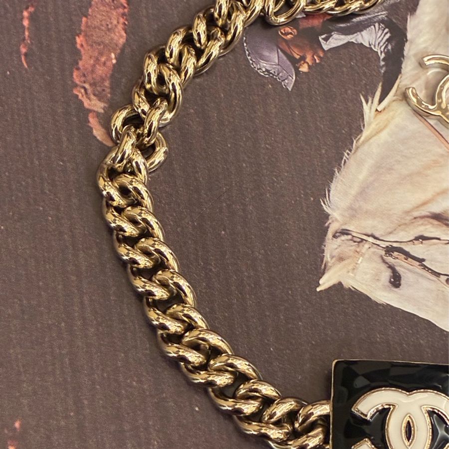 Chanel 黑色方形琺瑯頸鏈🤍貴氣-2