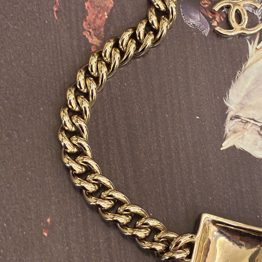 Chanel 黑色方形琺瑯頸鏈🤍貴氣-7