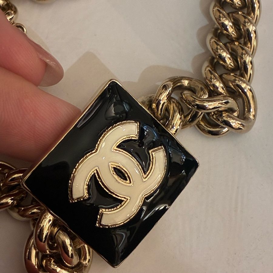 Chanel 黑色方形琺瑯頸鏈🤍貴氣-20