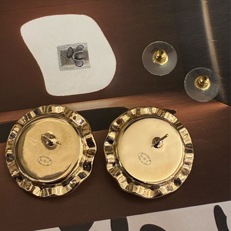 Chanel 金裙邊雙C鑽耳環✨-7