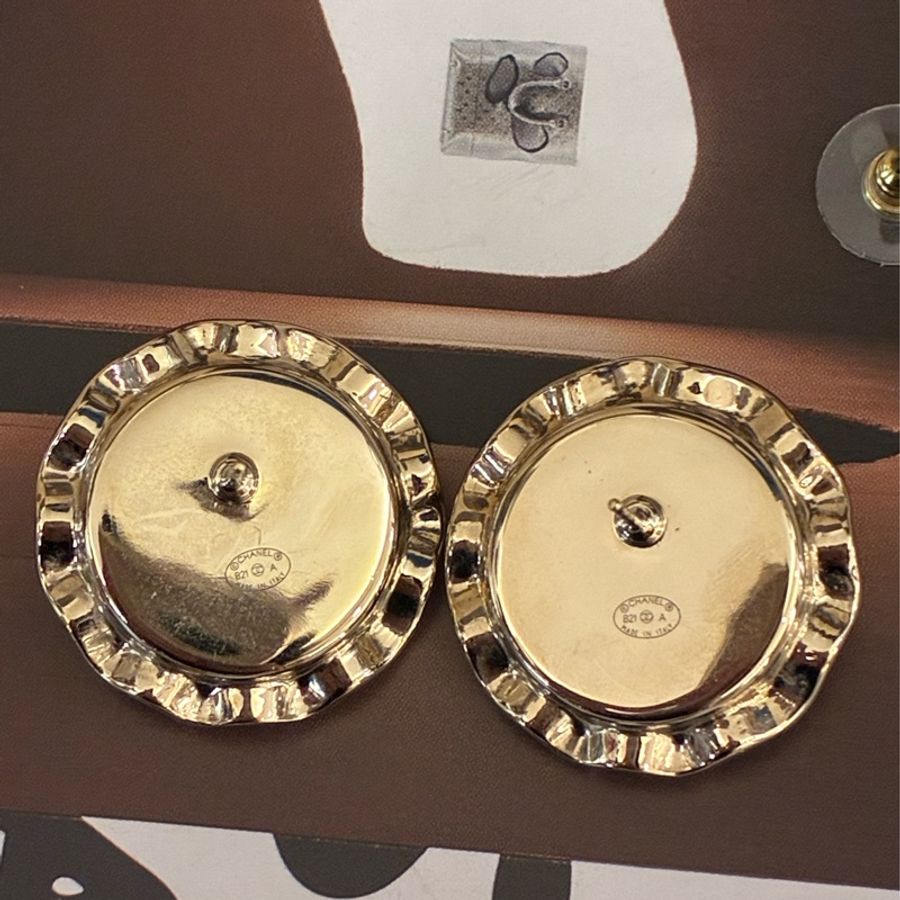 Chanel 金裙邊雙C鑽耳環✨-8