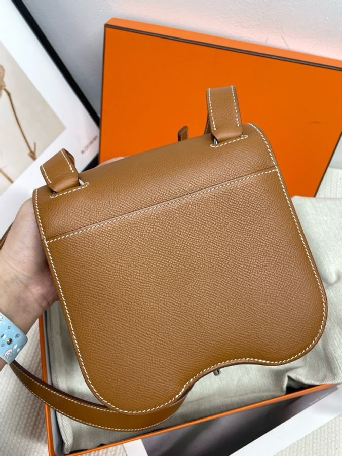 Hermes愛馬仕 della屁股包 金棕銀口 E皮 K刻-1