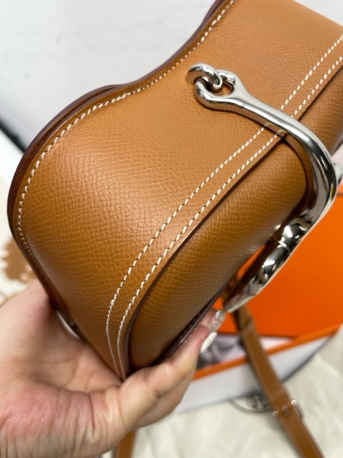Hermes愛馬仕 della屁股包 金棕銀口 E皮 K刻-7