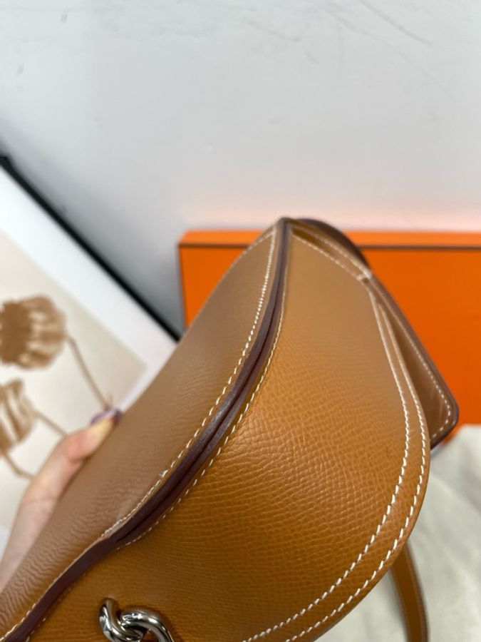 Hermes愛馬仕 della屁股包 金棕銀口 E皮 K刻-9