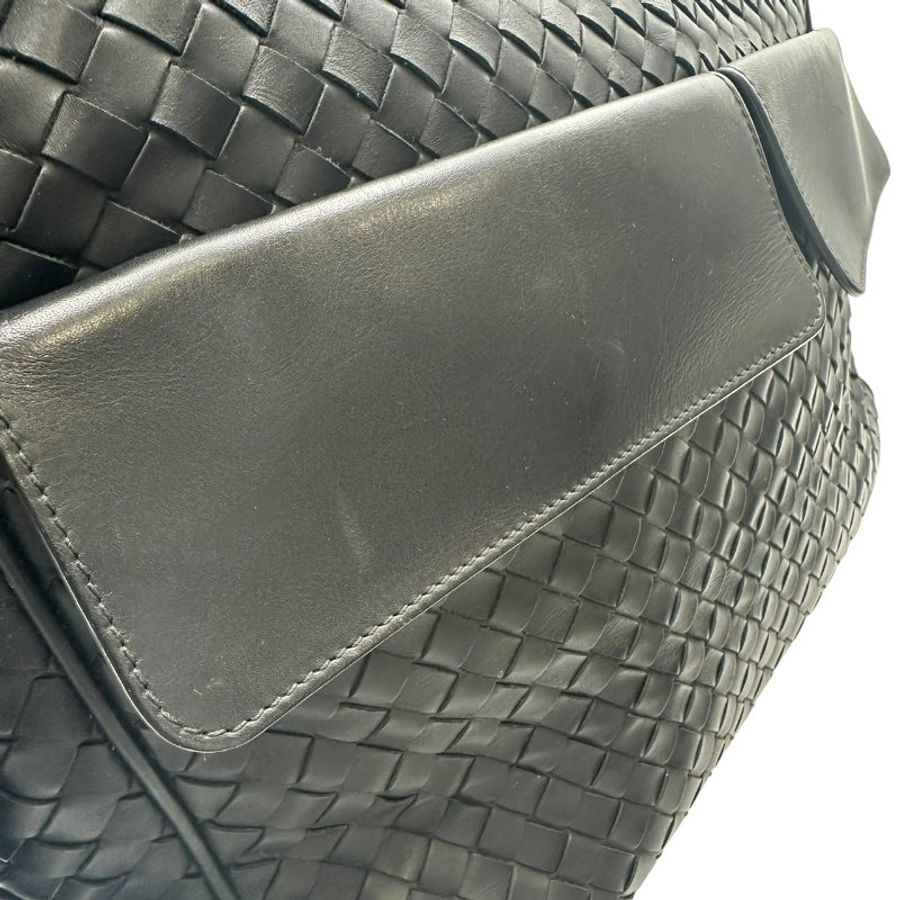 【美收精品】Bottega Veneta 黑色 Intrecciato 編織皮革信差包 C-802【隔月月中將轉賣至日本 上架期限30天】-12