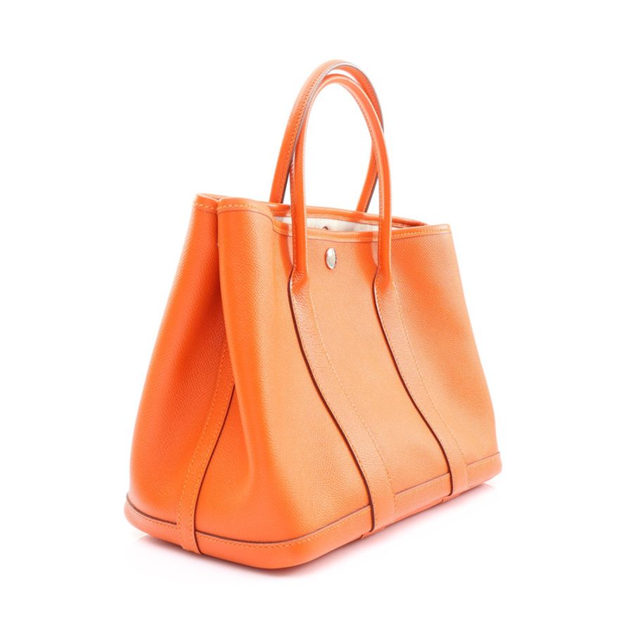 HERMES 愛馬仕 Garden Party 30 手提包 經典橘 Epsom牛皮 C刻 銀扣-1