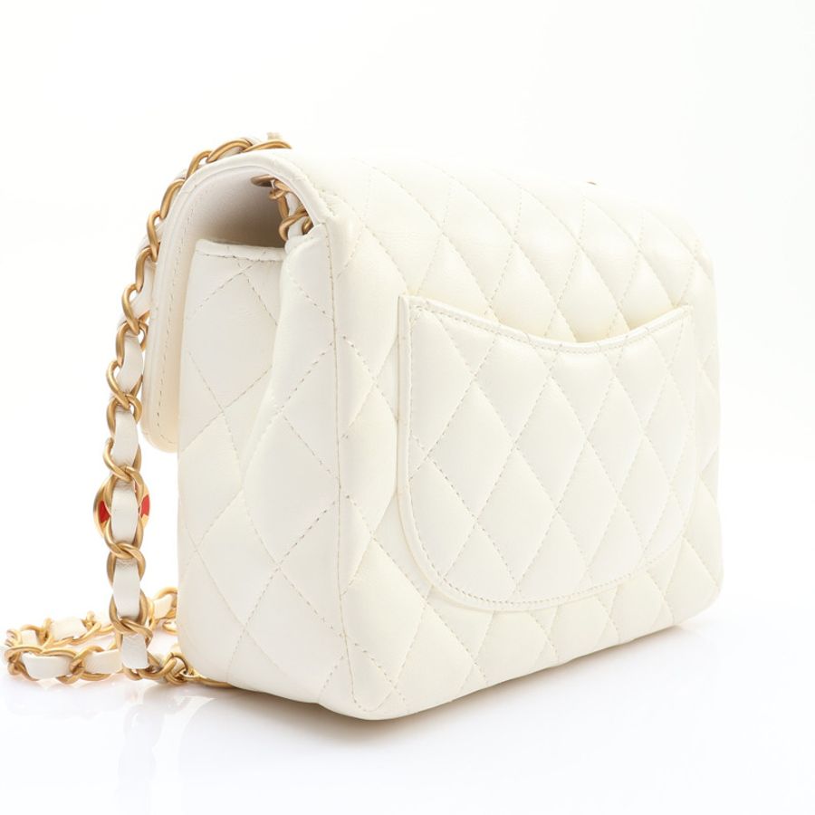 CHANEL 香奈兒 Casino Royale Mini 翻蓋包 肩背包 白色 菱格紋 羊皮 AS3737-1