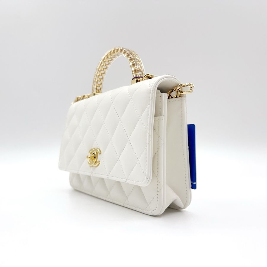 Chanel 香奈兒 白色亞克力手柄woc 尺寸:19*12cm-2
