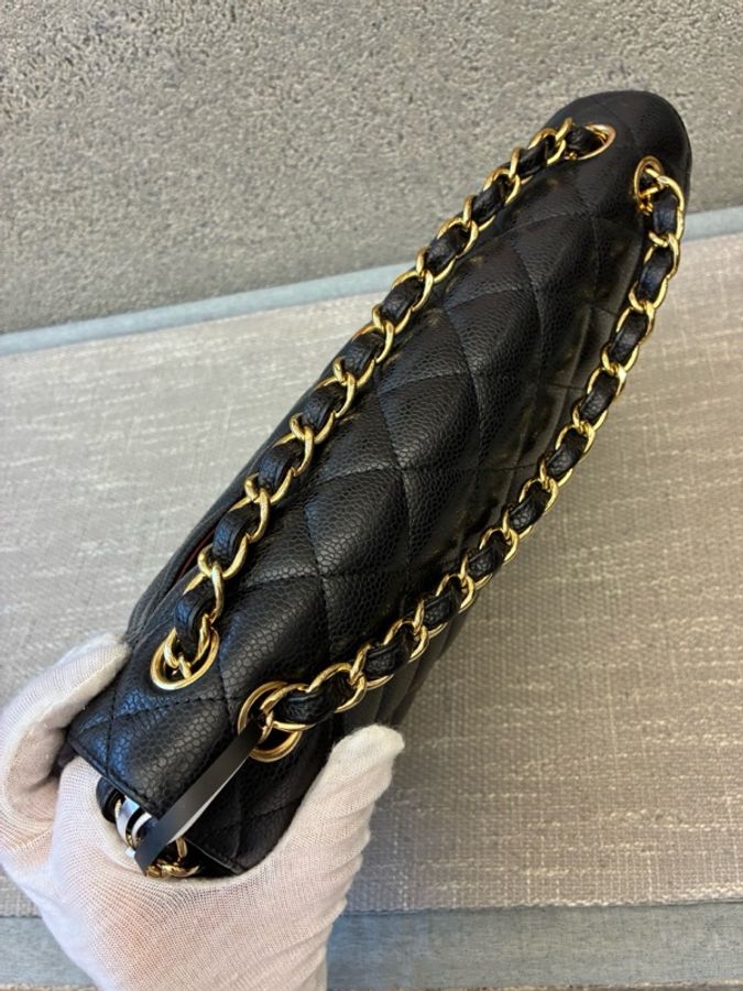 Chanel 香奈兒黑金jumbo荔枝皮 鐳射15開 尺寸:31*20cm-5