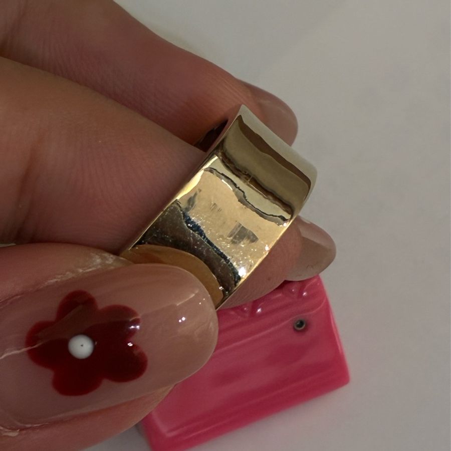 Chanel 粉色小包包淡金寬版戒指💍55-13