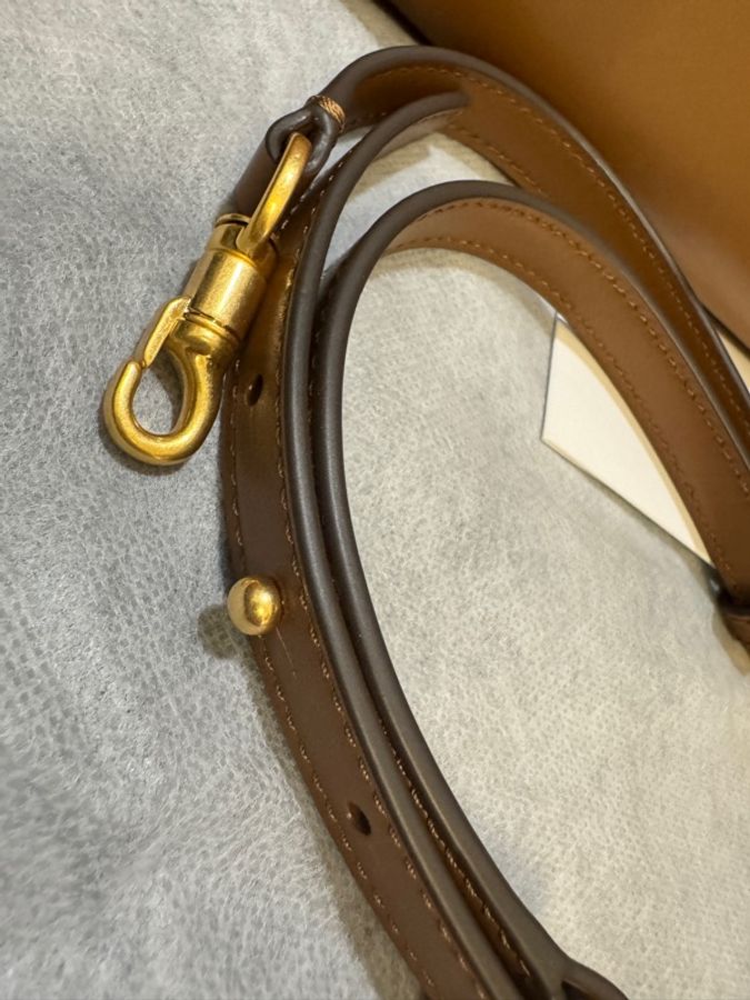 TORY BURCH 專櫃正品 10005634 棕色 金扣 手提包 肩背包 公事包OL包-16