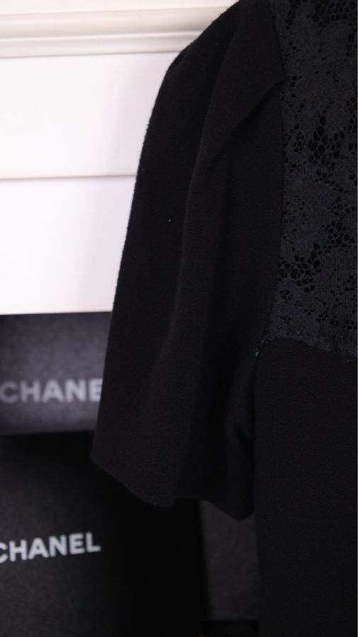 Dolce&Gabbana黑色蕾丝拼接短袖连衣裙-9