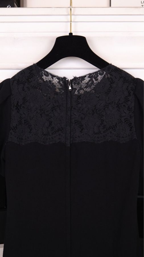 Dolce&Gabbana黑色蕾丝拼接短袖连衣裙-30