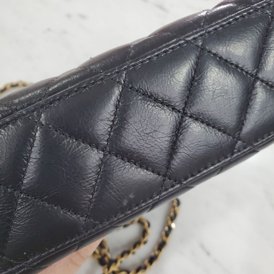 chanel kelly黑金手柄包大號-5