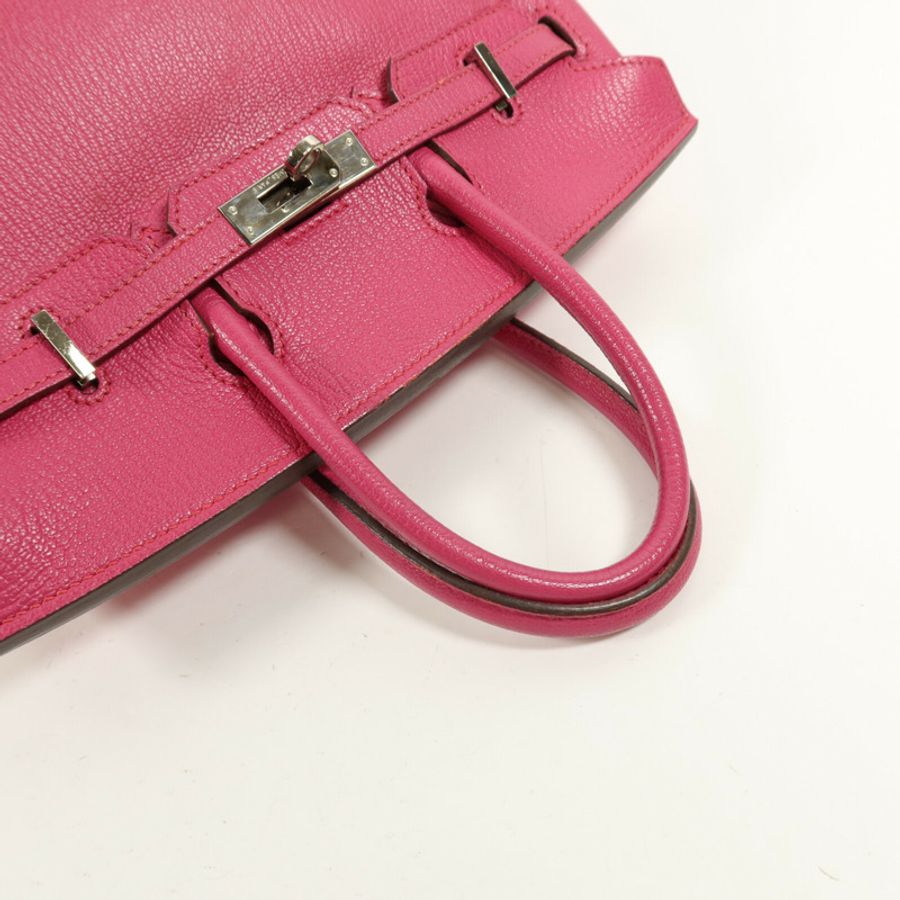 HERMES Chevre皮革Birkin 25手挽袋Rose Pourpre-11