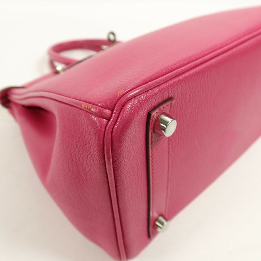 HERMES Chevre皮革Birkin 25手挽袋Rose Pourpre-13
