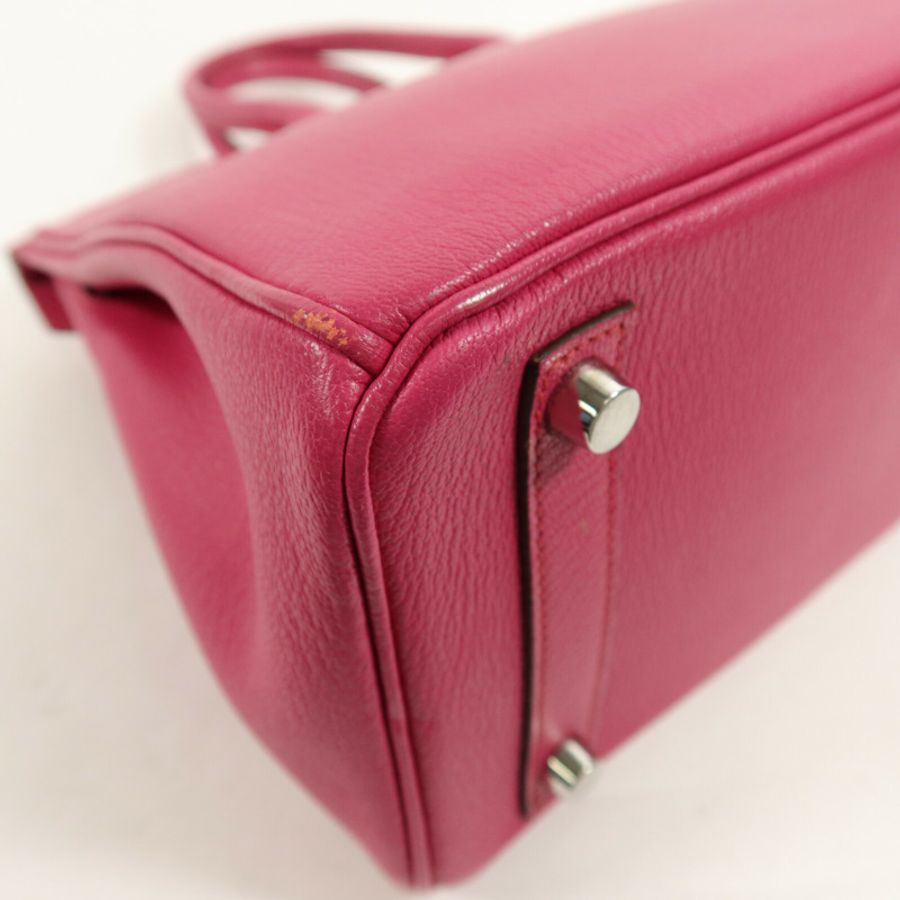 HERMES Chevre皮革Birkin 25手挽袋Rose Pourpre-15