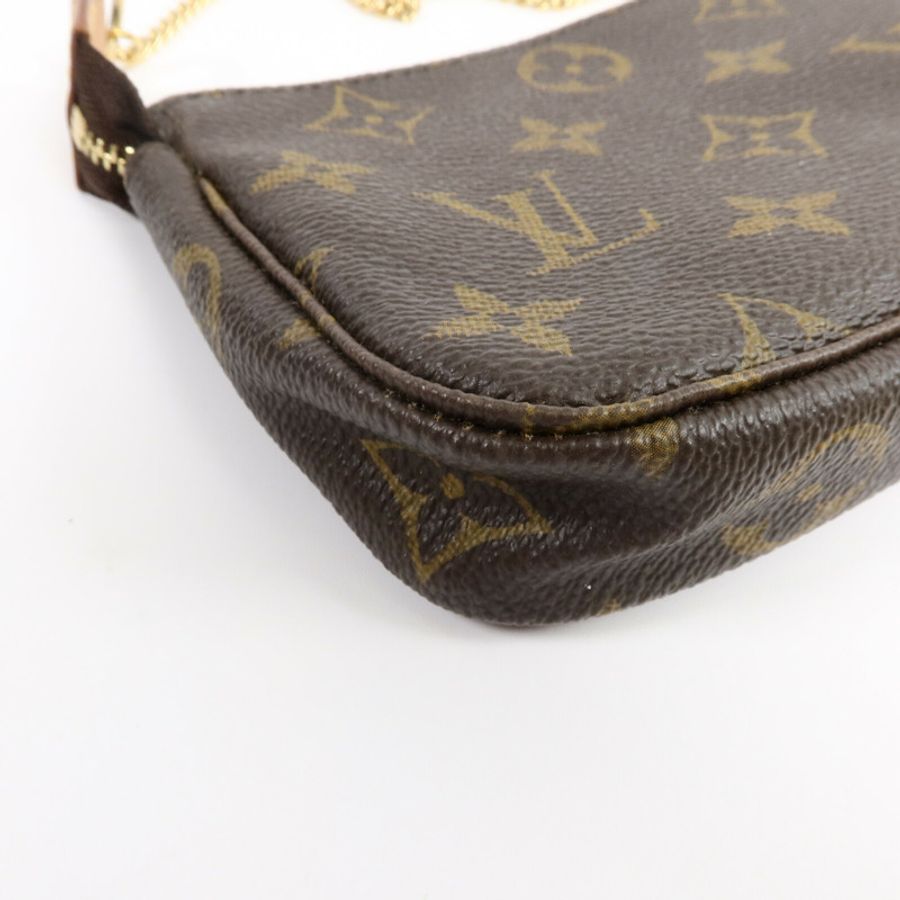 LOUIS VUITTON Monogram Mini Pochette Accessoires金扣手挽袋-11