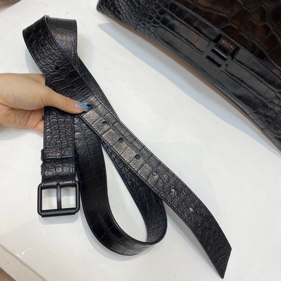 BALENCIAGA巴黎世家DOWNTOWN鳄鱼压纹牛皮全黑soblack大号斜挎包40*14*22-11