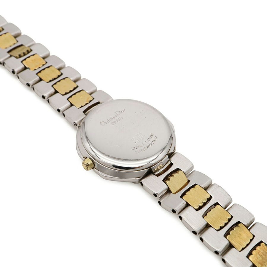 Christian Dior 八角形金色錶盤女士不銹鋼鍍層石英腕錶,48 203 號-6