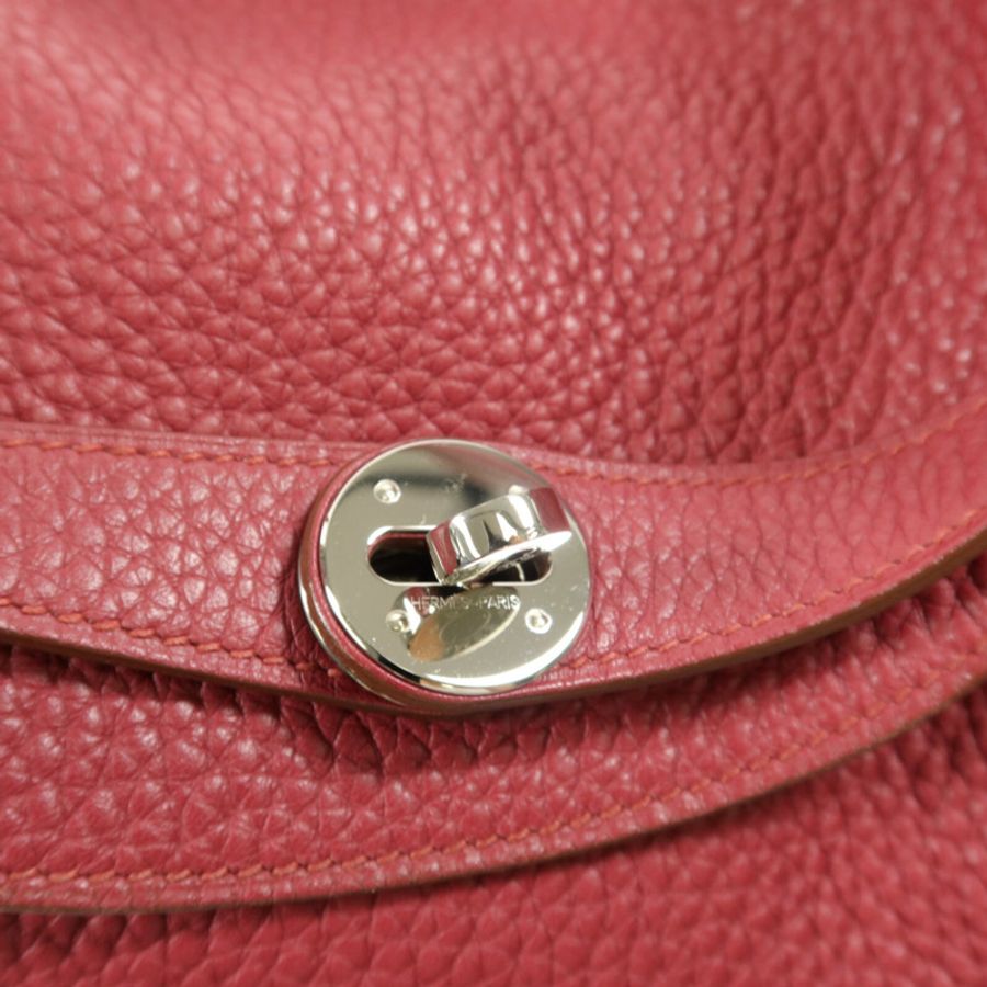 HERMES Clemence皮革Lindy 30肩背袋Ruby-8
