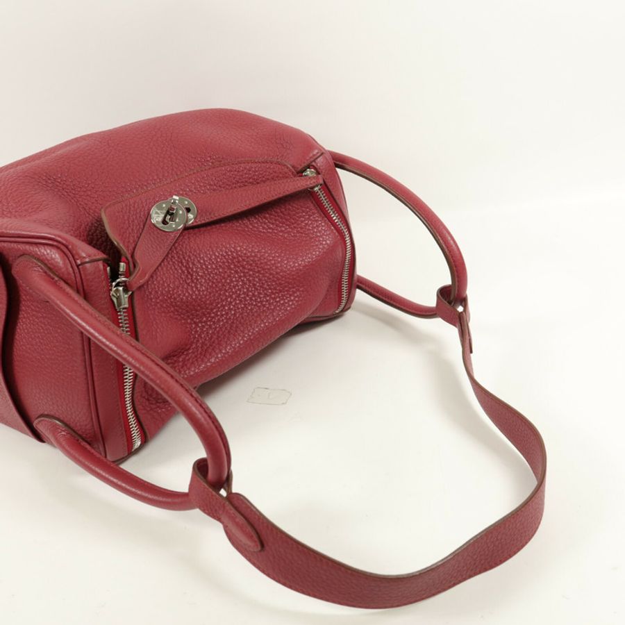 HERMES Clemence皮革Lindy 30肩背袋Ruby-10