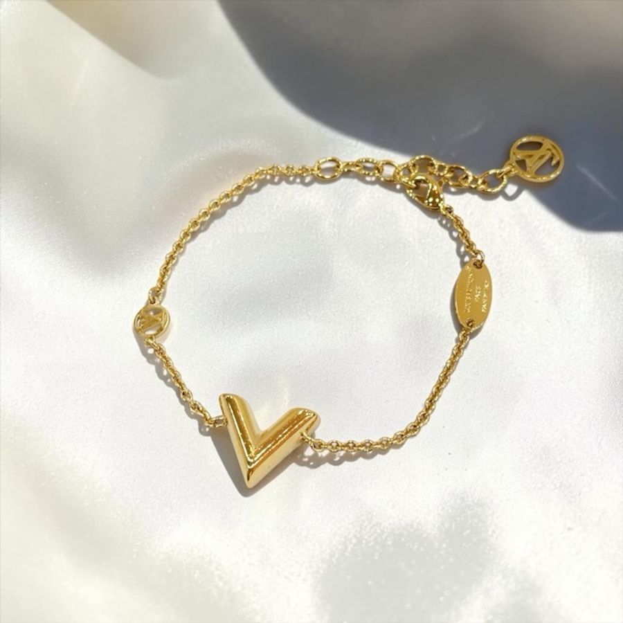 莉亞精品♡ LV M00858 V字手鏈 金 二手美品-0
