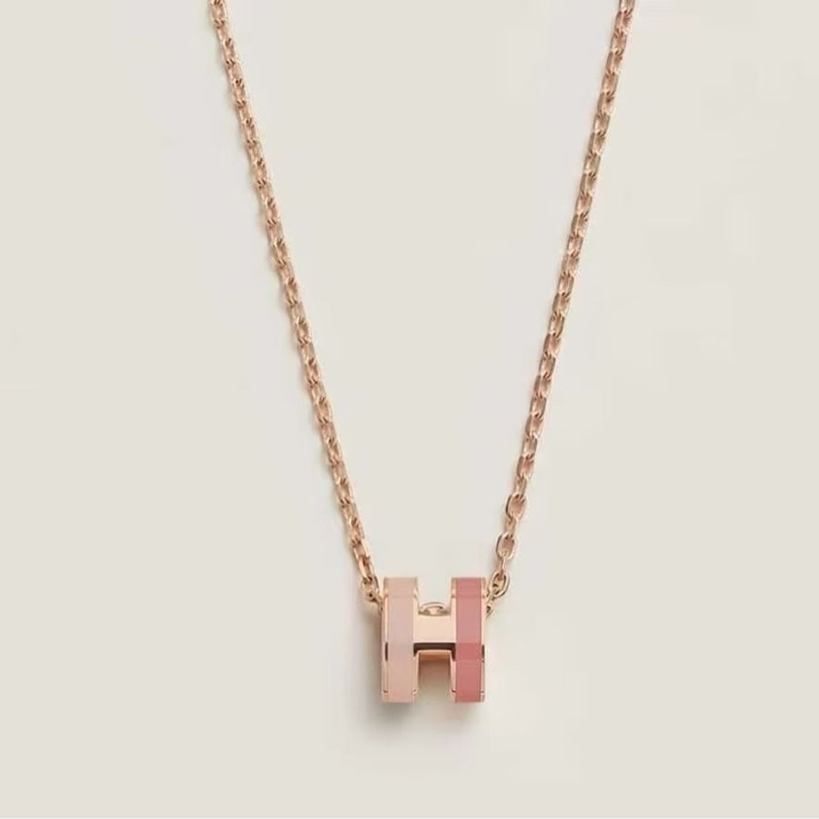Hermes 愛馬仕 最新雙色 mini pop H項鍊 粉 玫瑰金-0