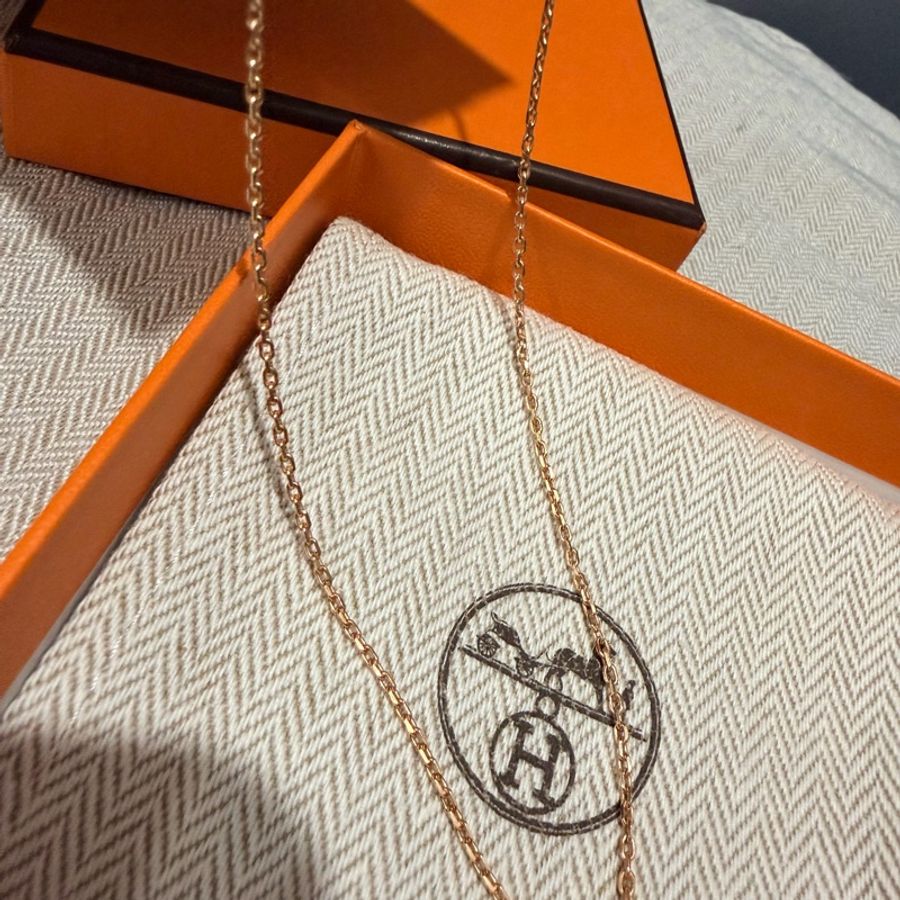 Hermes 愛馬仕 最新雙色 mini pop H項鍊 粉 玫瑰金-9