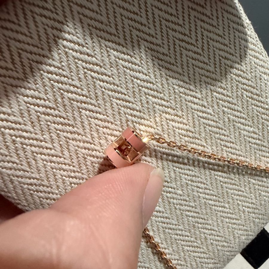 Hermes 愛馬仕 最新雙色 mini pop H項鍊 粉 玫瑰金-11