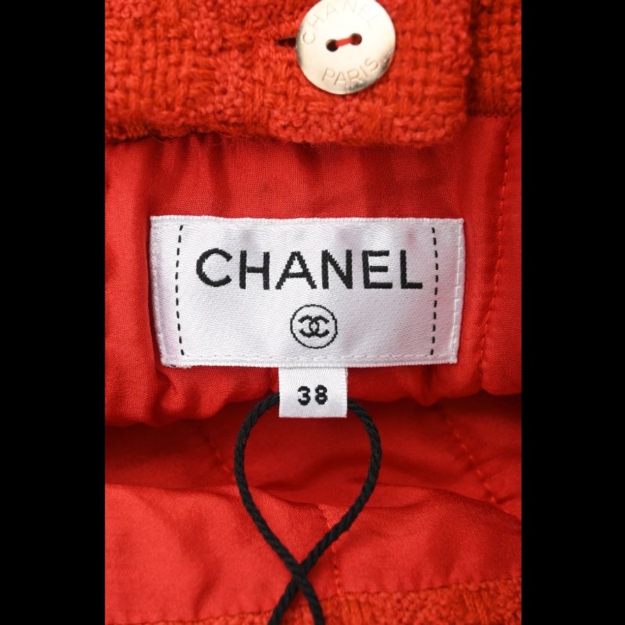 Chanel 19K雪地系列秀款红色羊毛格纹半裙-7