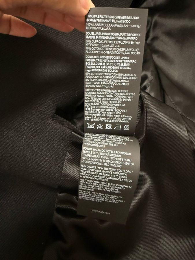Saint Laurent black wool double breasted coat 52 大衣-5