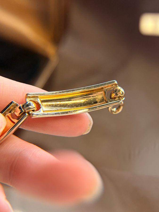 Christian Dior 復古 鍍金 金色幾何直紋 手鏈-14
