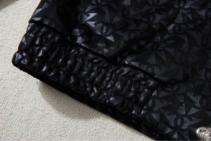 CHANEL 23N Coco Neige滑雪系列黑色暗紋圖案連帽外套 Size38-8
