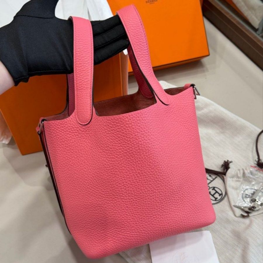 🌈Hermes💗Picotin 18💗8W唇膏粉銀扣💗全新閑置🌟🌈TC皮🌟Stamp Y🌟有盒💗-1
