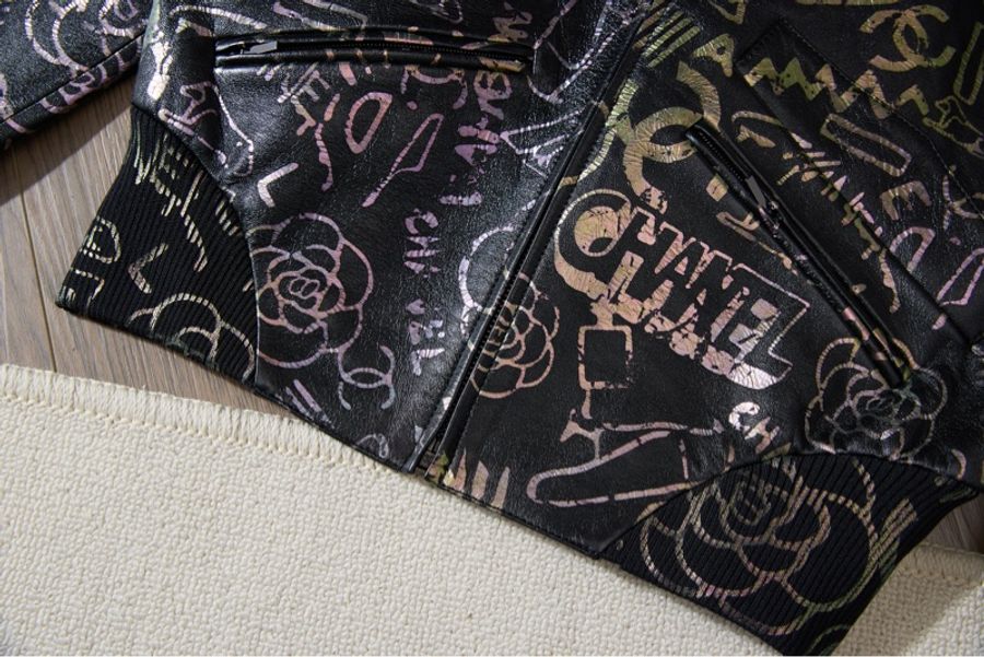 CHANEL 19A Paris Egypt巴黎埃及系列塗層小羊皮飛行外套 Size34-5