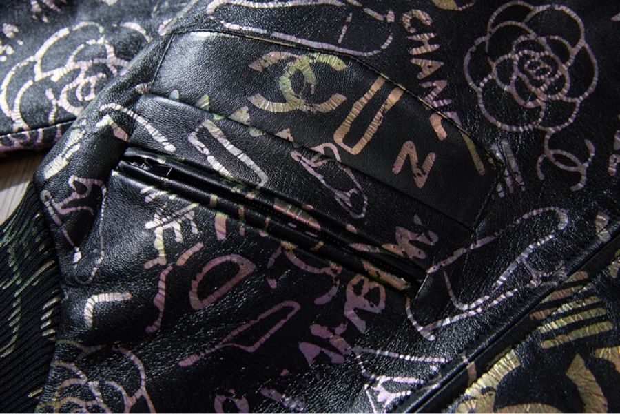 CHANEL 19A Paris Egypt巴黎埃及系列塗層小羊皮飛行外套 Size34-7
