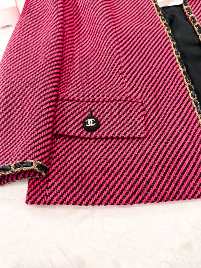CHANEL 20K秋冬工藝坊Runway紅色羊毛羊絨tweed外套 Size42-5