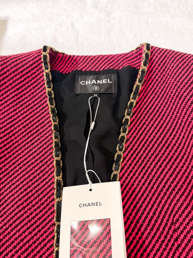 CHANEL 20K秋冬工藝坊Runway紅色羊毛羊絨tweed外套 Size42-6