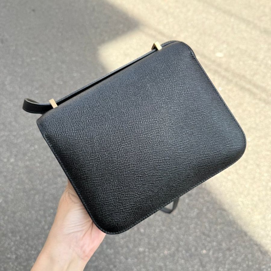 HERMES - 黑色Epsom金釦mini19 Constan斜背包-2