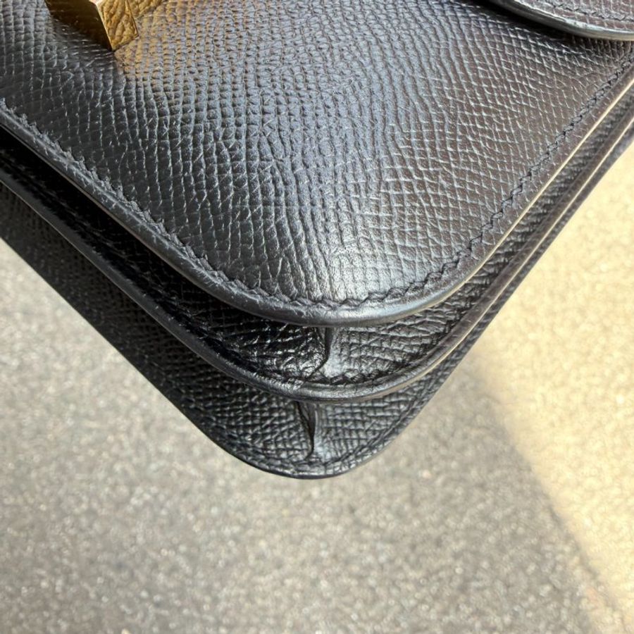 HERMES - 黑色Epsom金釦mini19 Constan斜背包-7