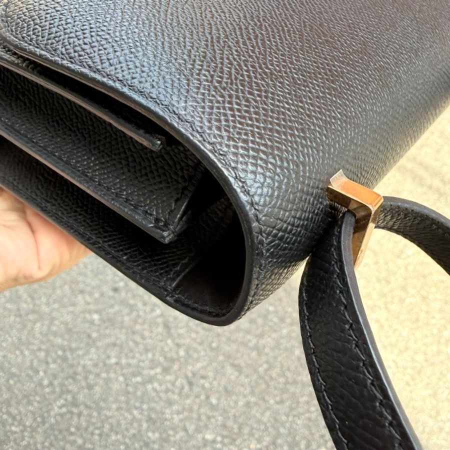 HERMES - 黑色Epsom金釦mini19 Constan斜背包-8