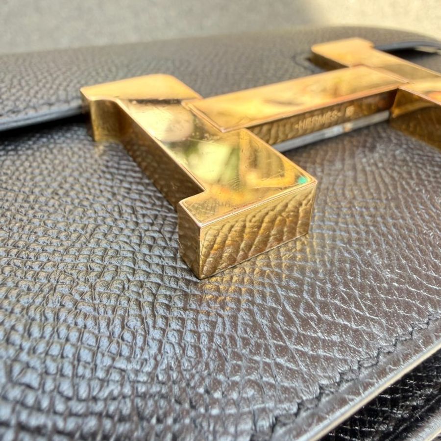HERMES - 黑色Epsom金釦mini19 Constan斜背包-15
