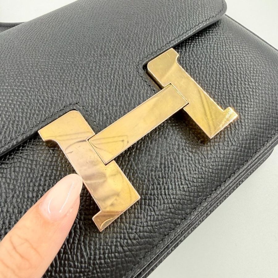 HERMES - 黑色Epsom金釦mini19 Constan斜背包-27