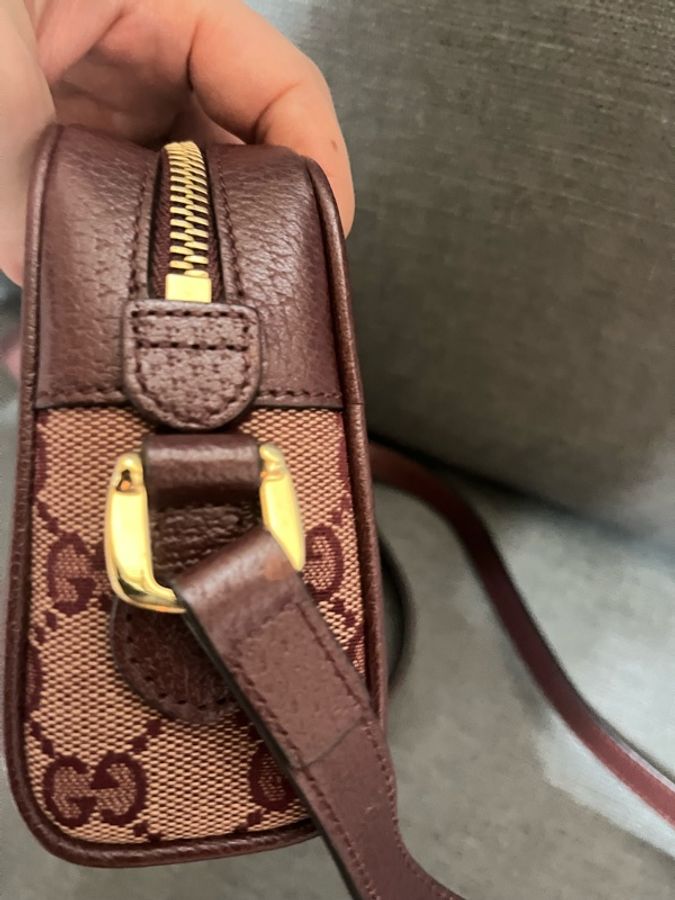 GUCCI MINI BAG Ophidia緹花拉鍊#肩背#斜背包(酒紅色)-6