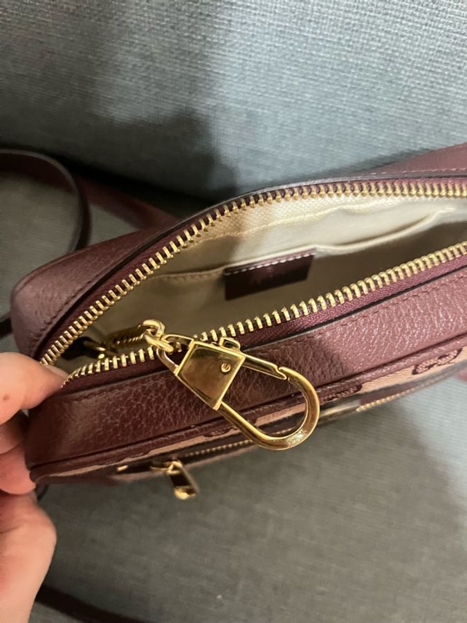 GUCCI MINI BAG Ophidia緹花拉鍊#肩背#斜背包(酒紅色)-13